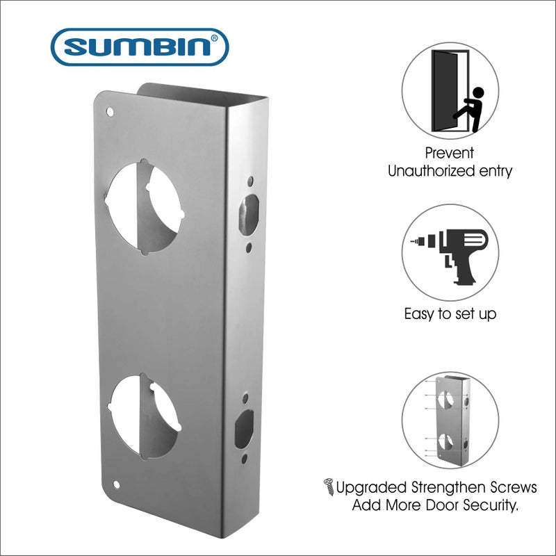 SUMBIN Door Guard Reinforcer, Repair Doors, Add Extra Security to Your Home and Prevent Unauthorized Entry, 5-1/2 Door Hole, 2-3/8 with Stainless Sttel Color - Image 2